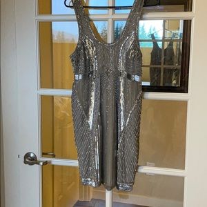 Parker Silver Beaded Dress. NWT.